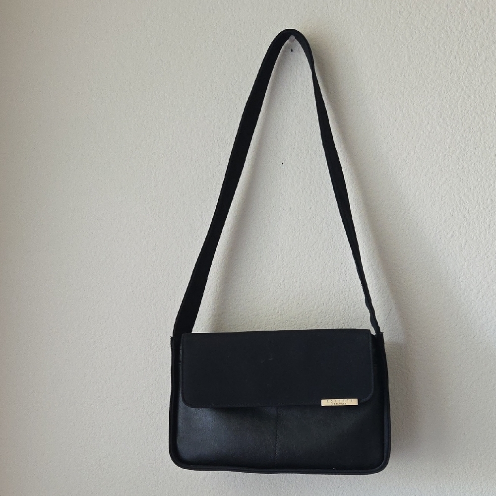 Rosetti Classic Black Shoulder Bag Leather & Nylon 10"x7"x 3" Minimalist Capsule